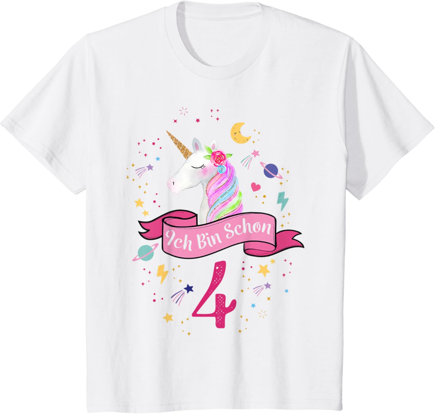 Kinder Geburtstagsshirt 4 Jahre Mädchen Einhorn Geburtstag T-Shirt